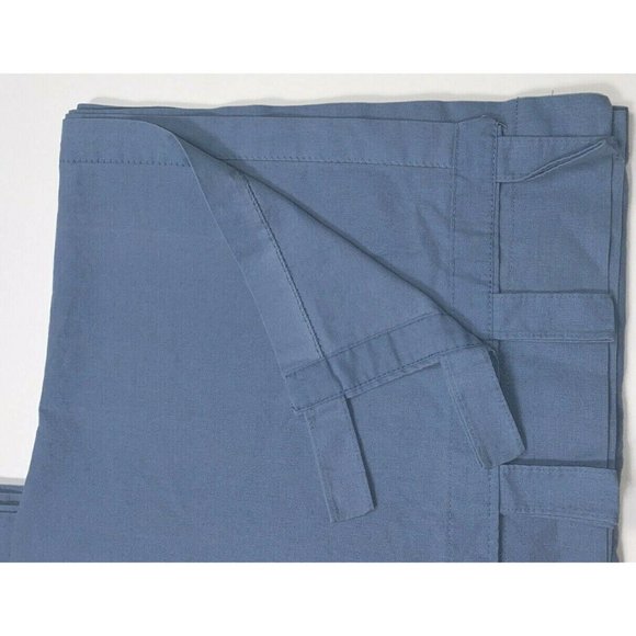 2 Custom Made Tab Top Curtains Panels Drapes Solid Blue Canvas Cotton Long Pair - Picture 3 of 6